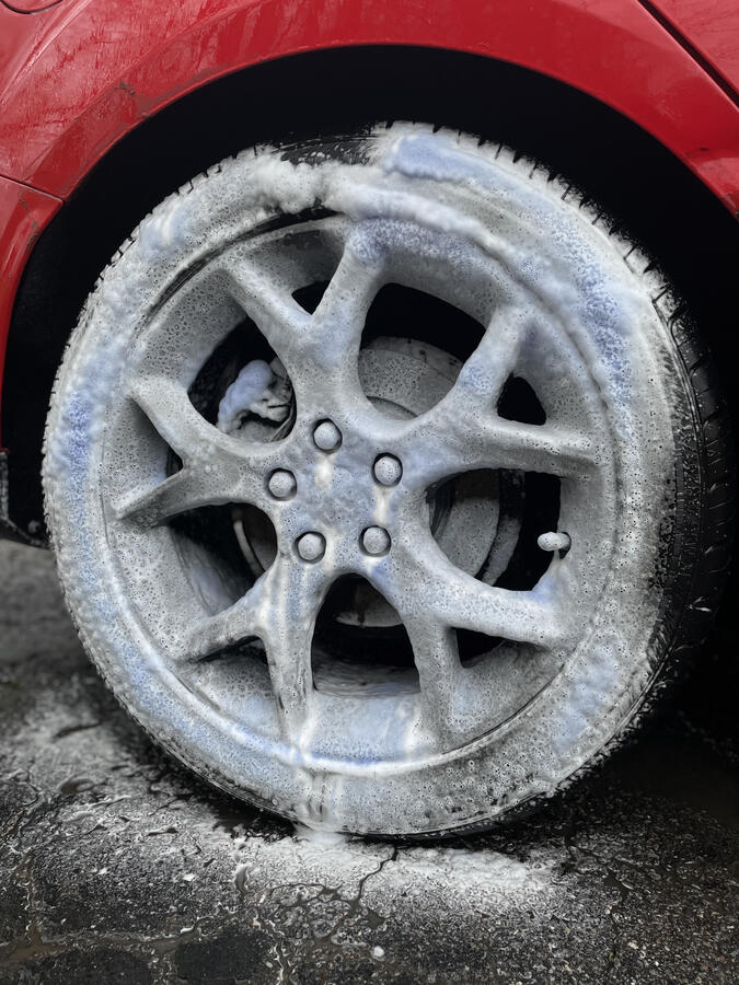 dirty car being cleaned